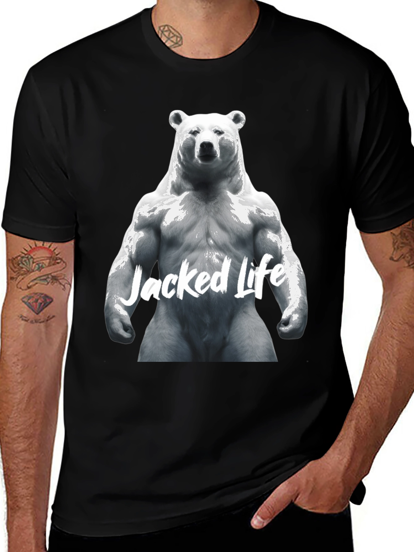 Jacked Life Bear Graphic Tee - Black