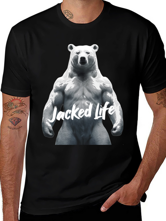 Jacked Life Bear Graphic Tee - Black