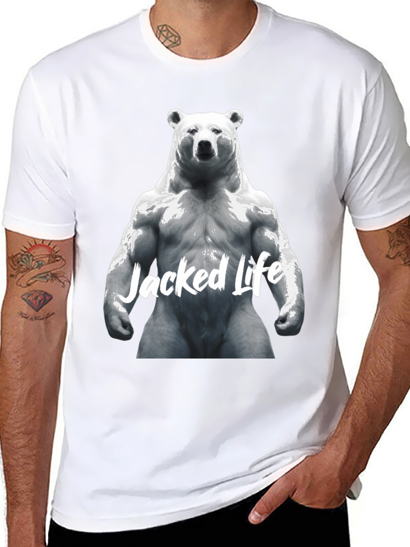 Jacked Life Bear Graphic Tee - Black