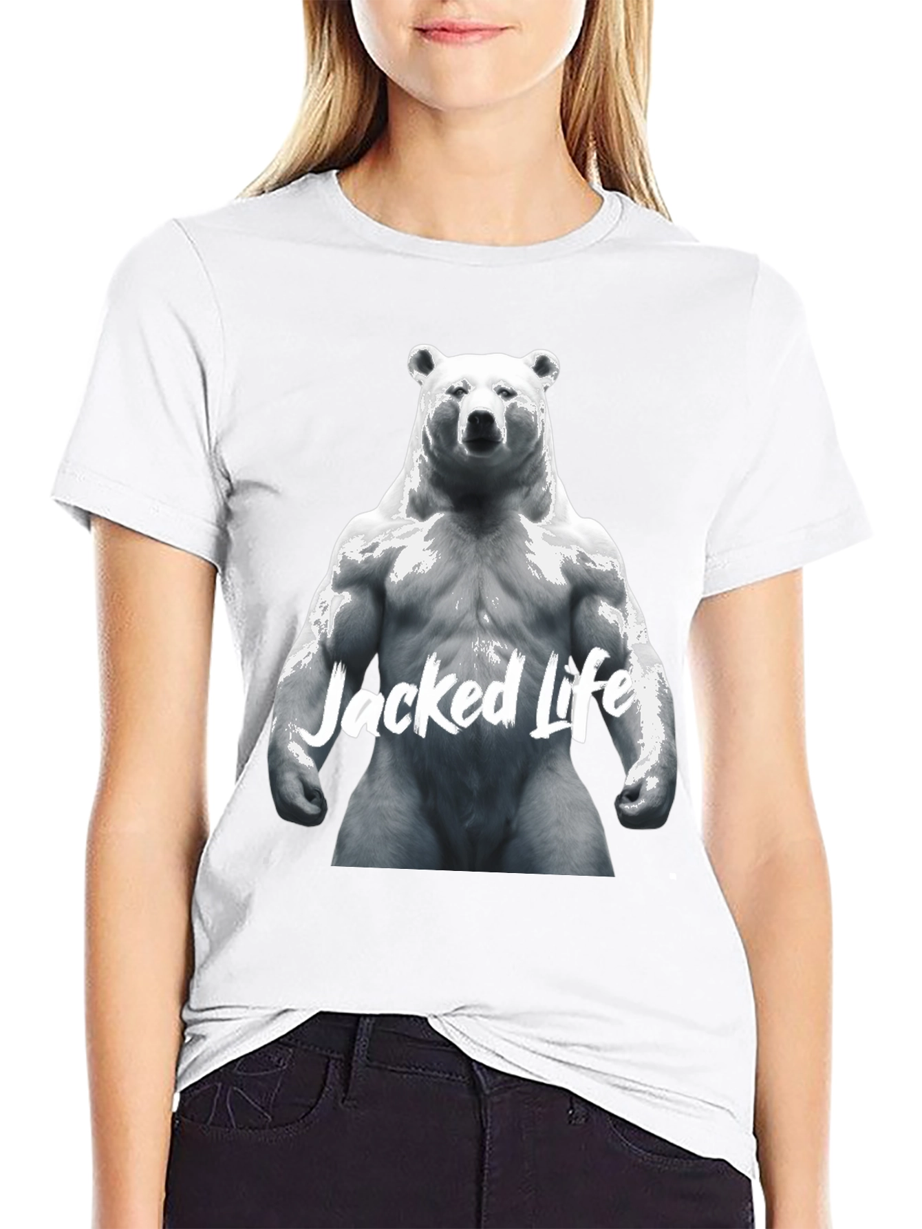 Jacked Life Bear Graphic Tee - Black