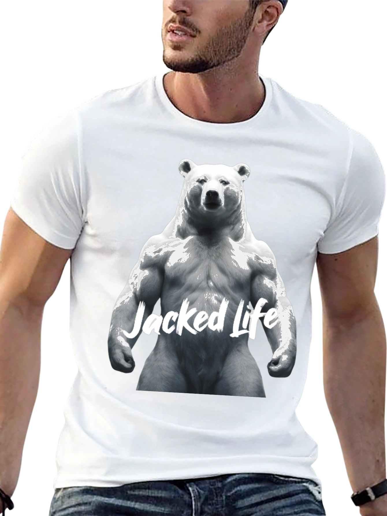 Jacked Life Bear Graphic Tee - Black