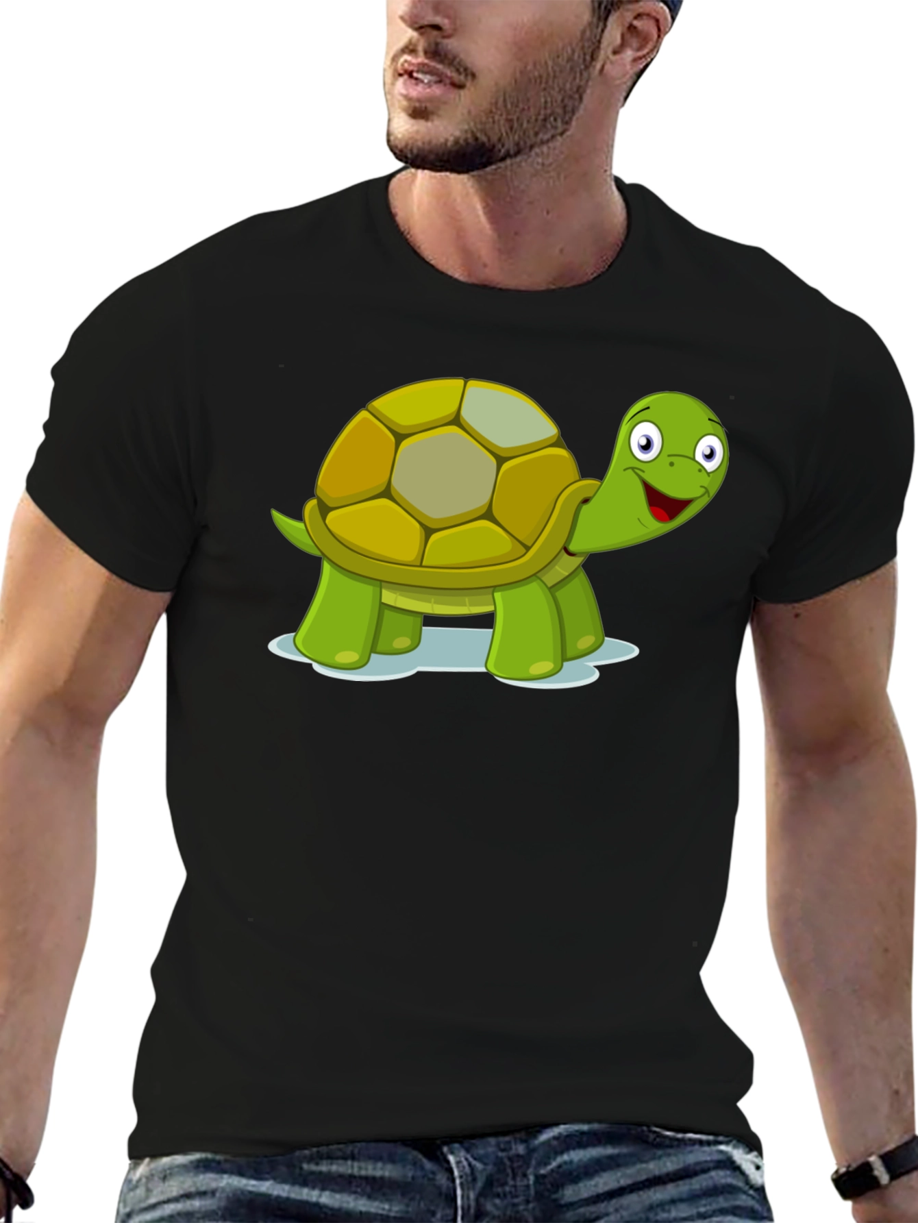 Cute Turtle Graphic T-Shirt - Black