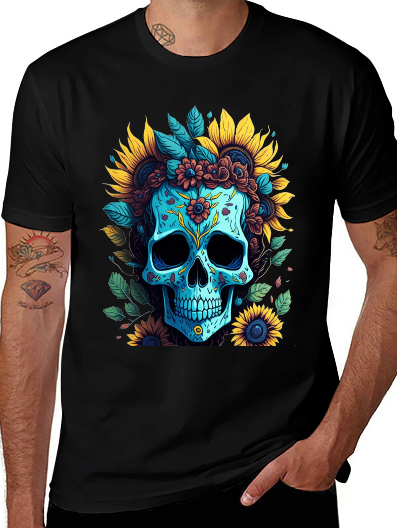Floral Skull Graphic T-Shirt