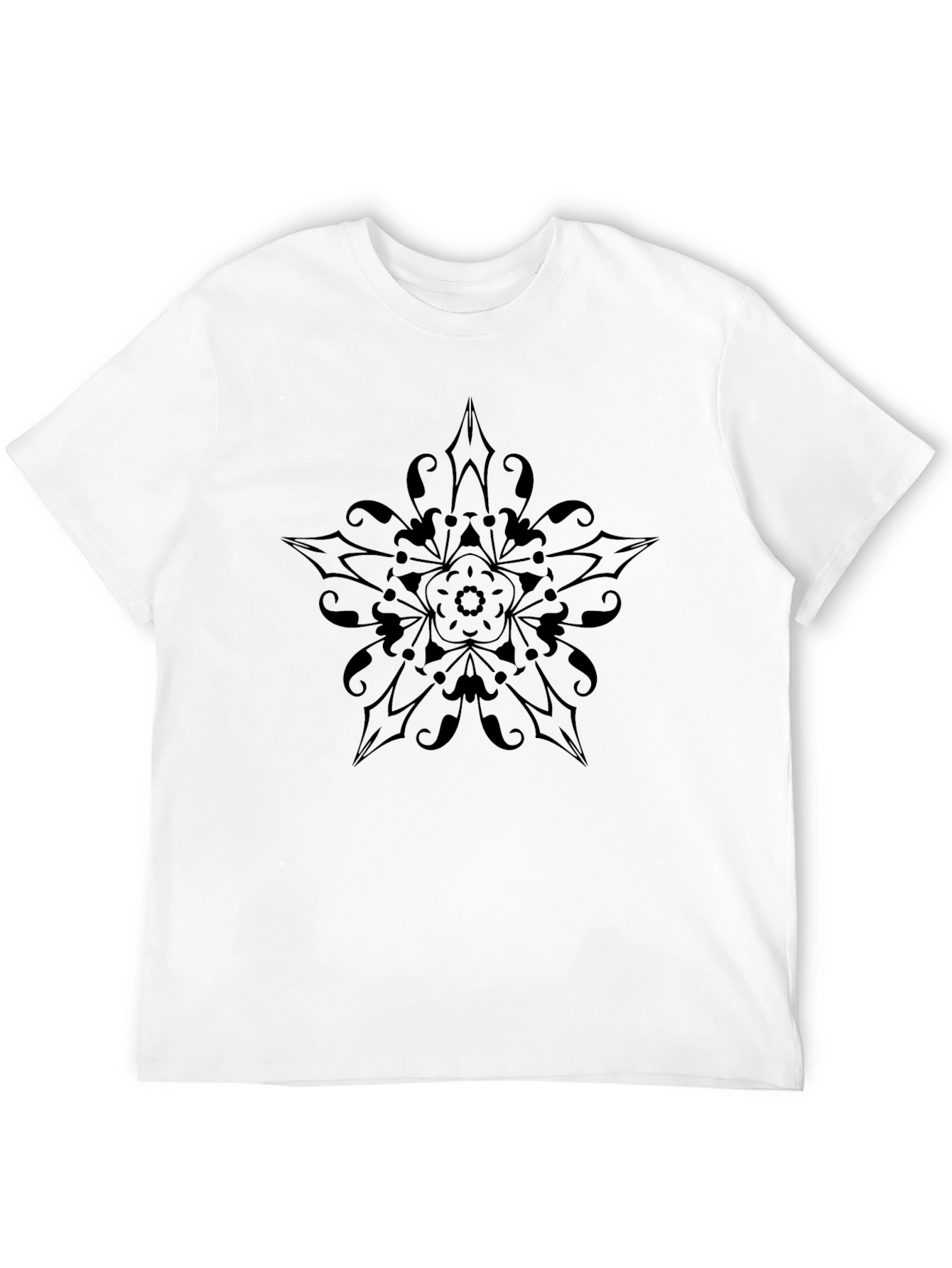 Abstract Floral Mandala Black T-Shirt