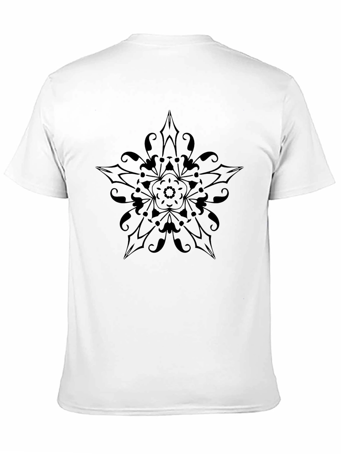 Abstract Floral Mandala Black T-Shirt