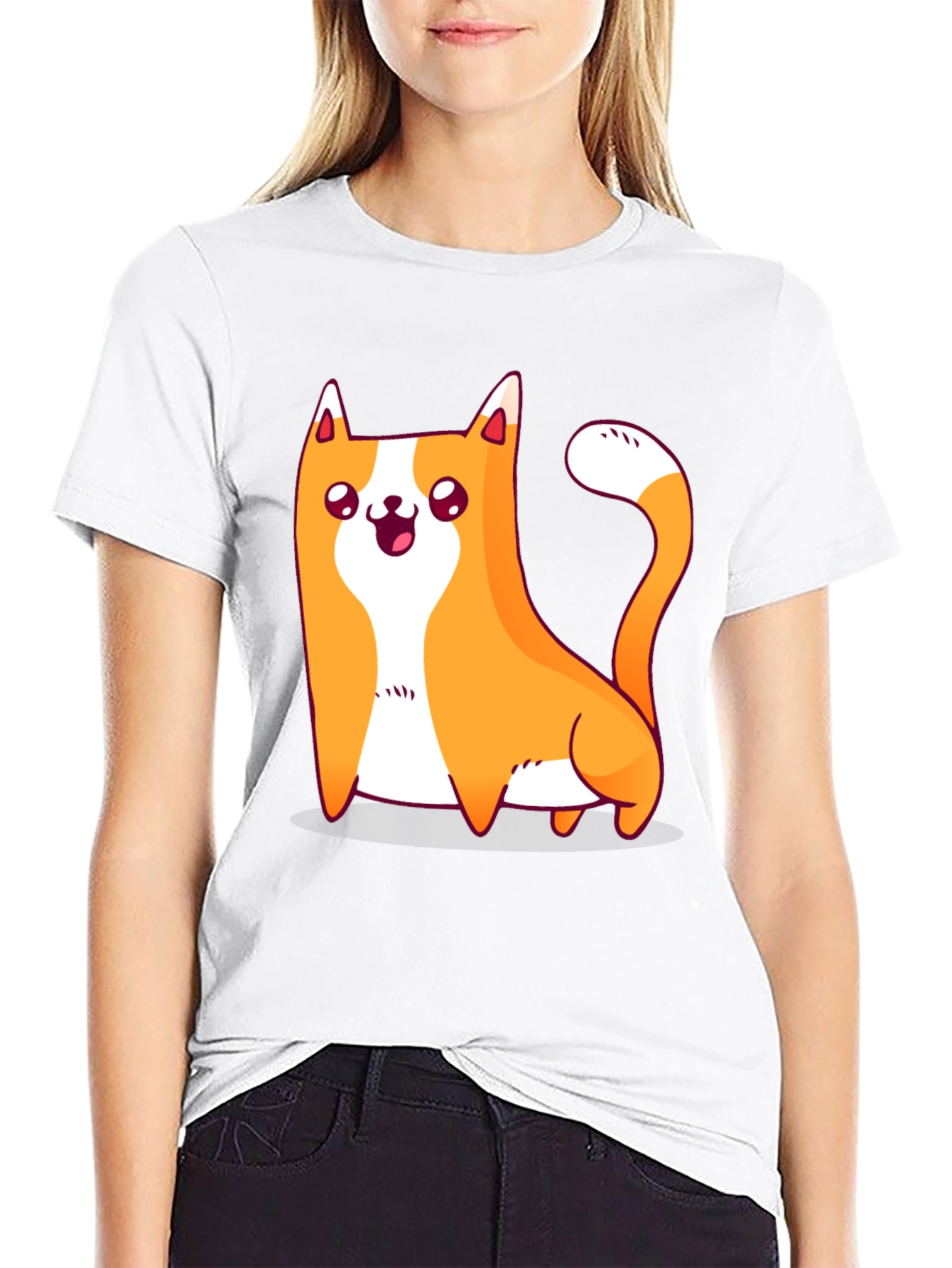 Cute Cat Graphic Black T-Shirt