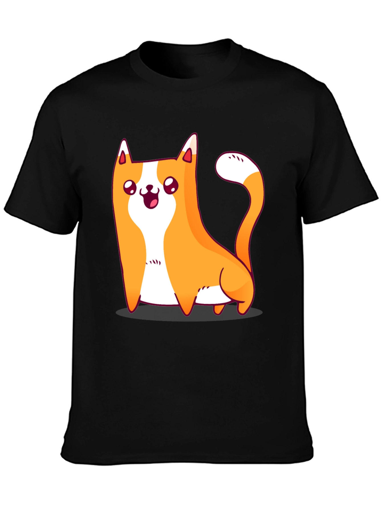 Cute Cat Graphic Black T-Shirt