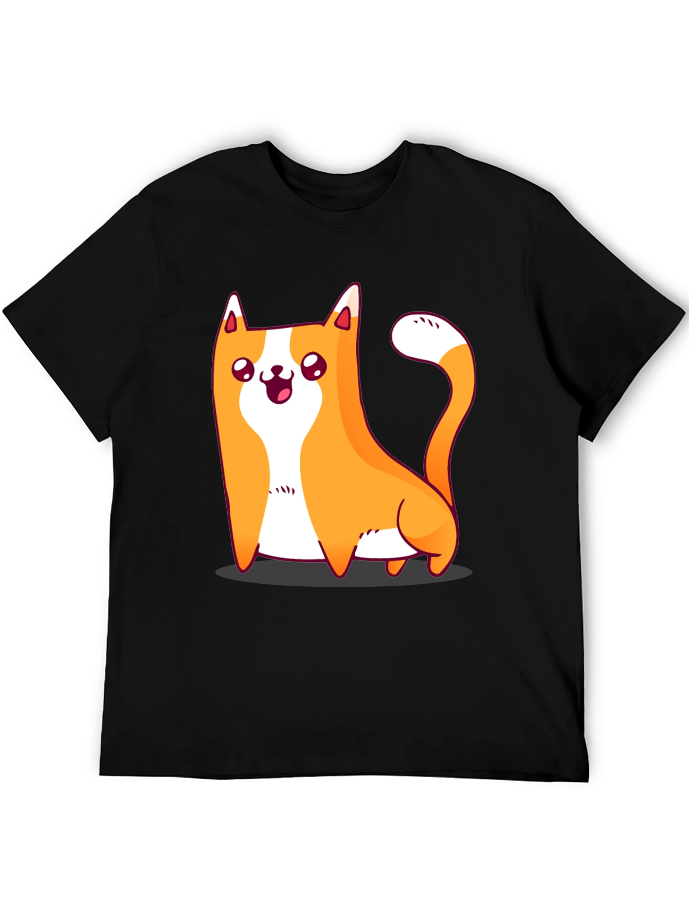Cute Cat Graphic Black T-Shirt