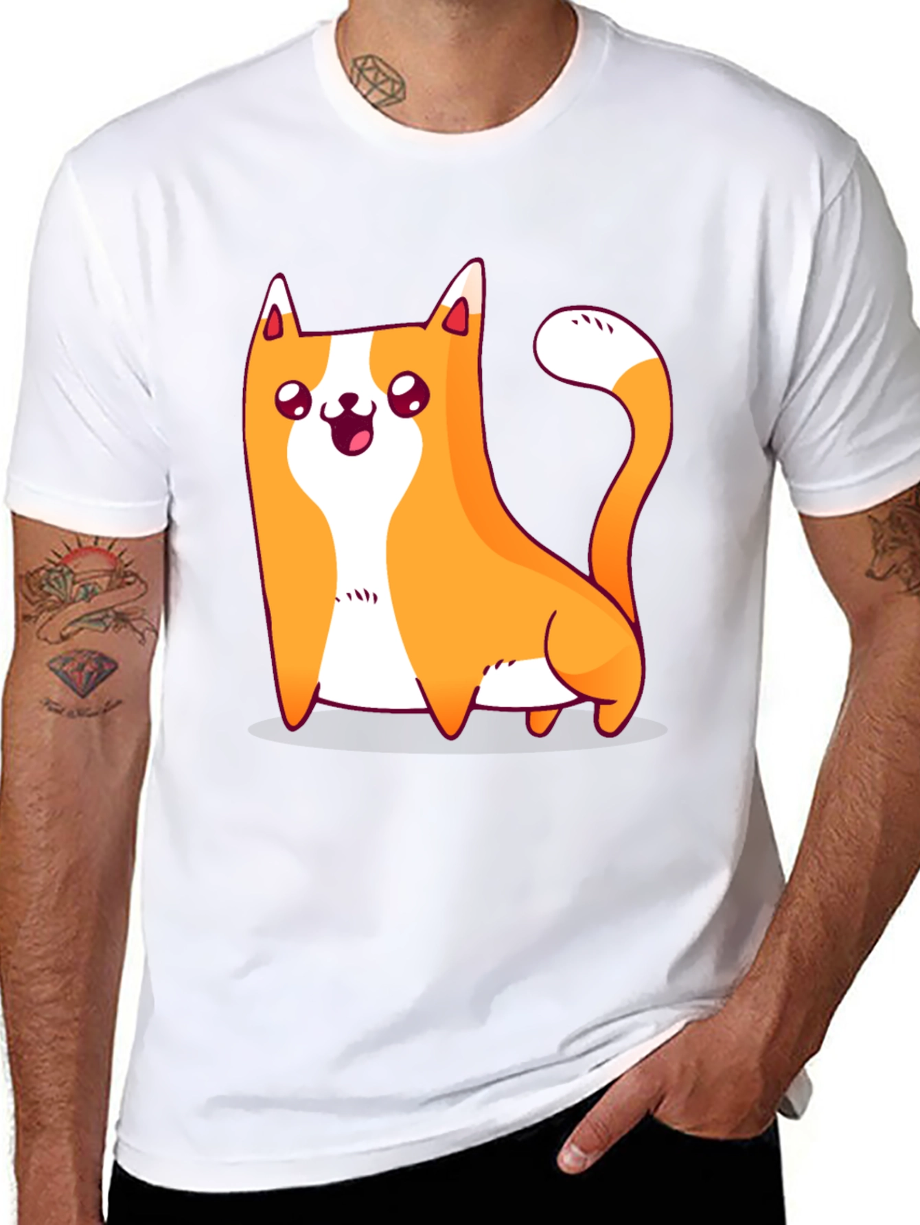 Cute Cat Graphic Black T-Shirt