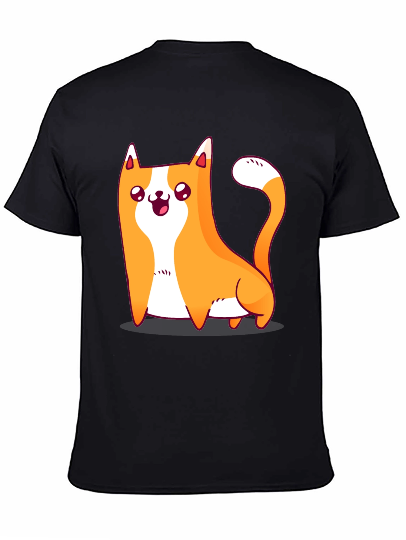Cute Cat Graphic Black T-Shirt