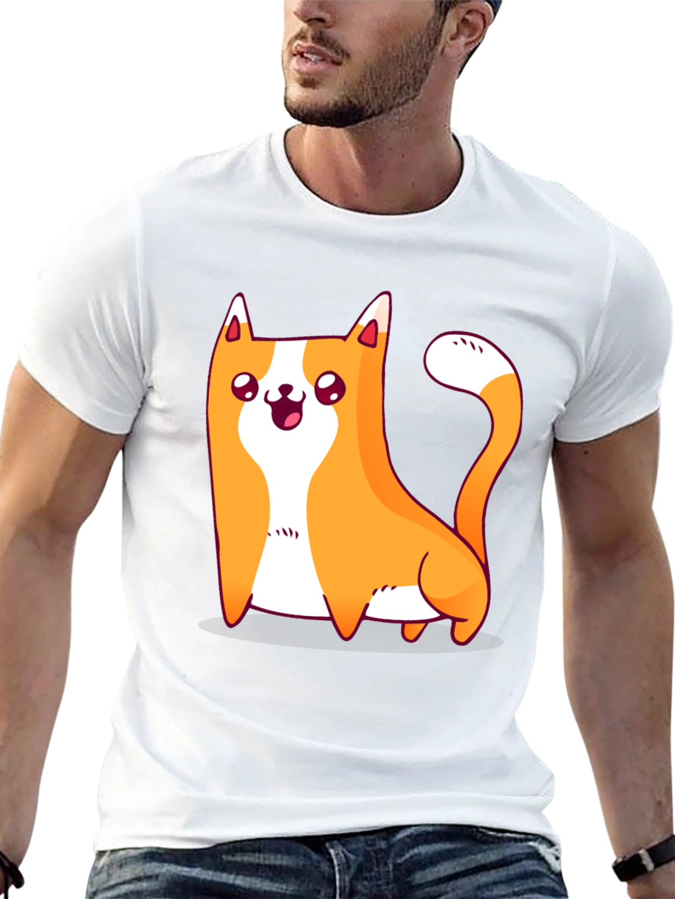 Cute Cat Graphic Black T-Shirt