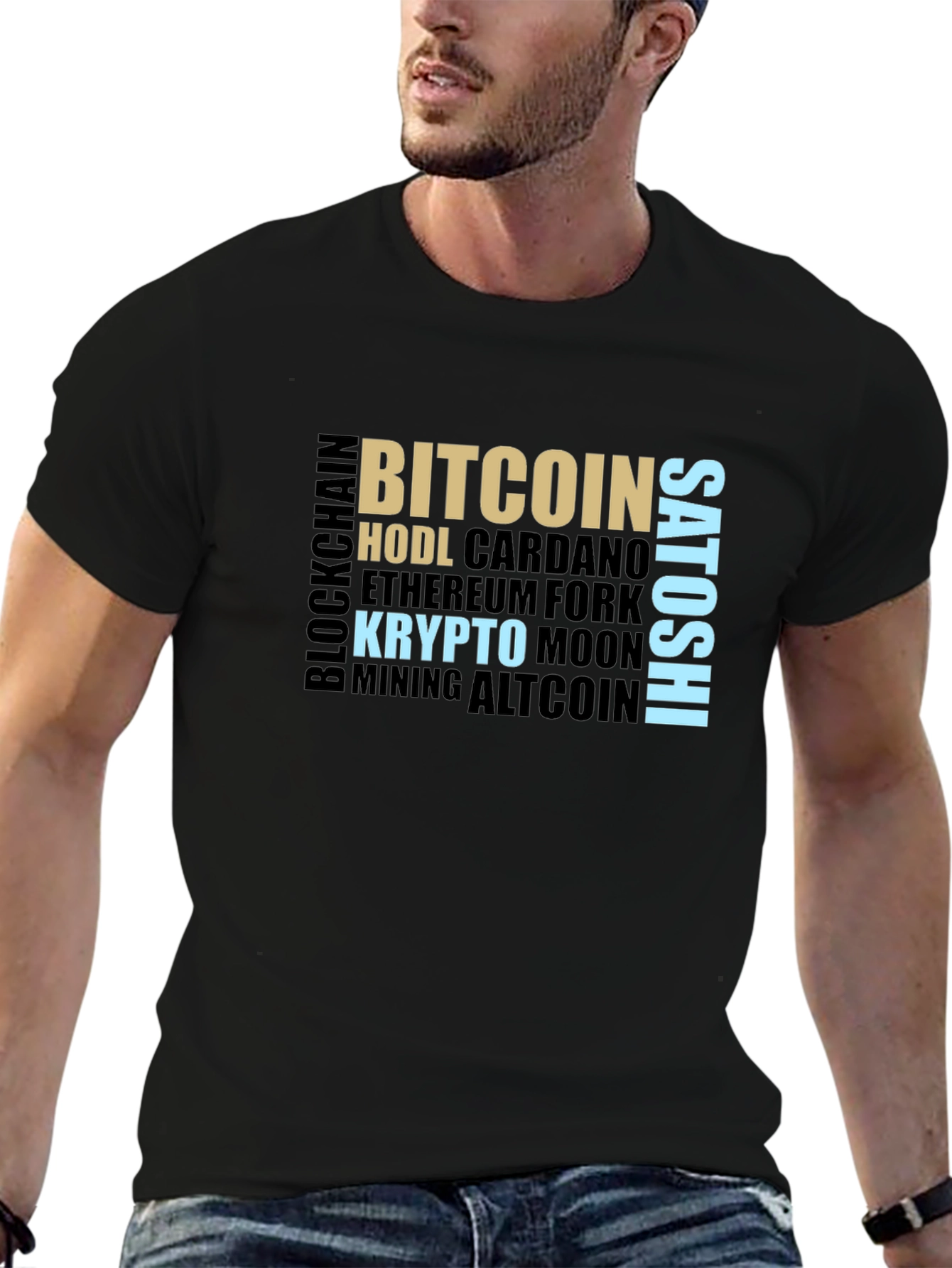 Crypto Word Cloud T-Shirt - Bitcoin HODL Satoshi