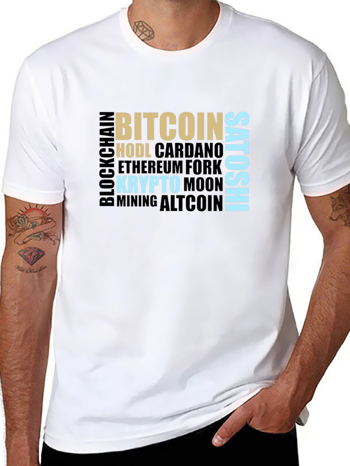 Crypto Word Cloud T-Shirt - Bitcoin HODL Satoshi