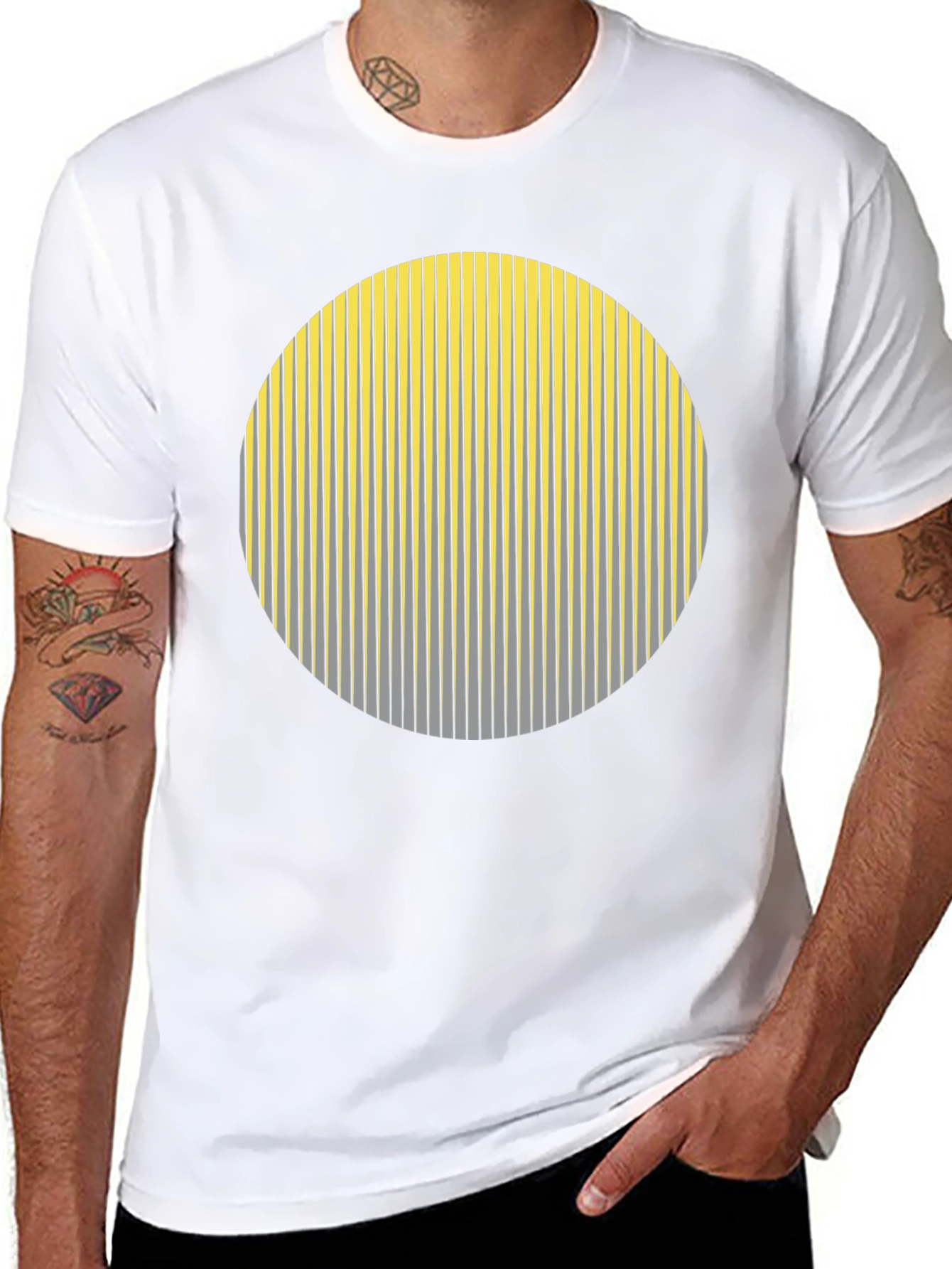 Striped Circle Graphic Black T-Shirt