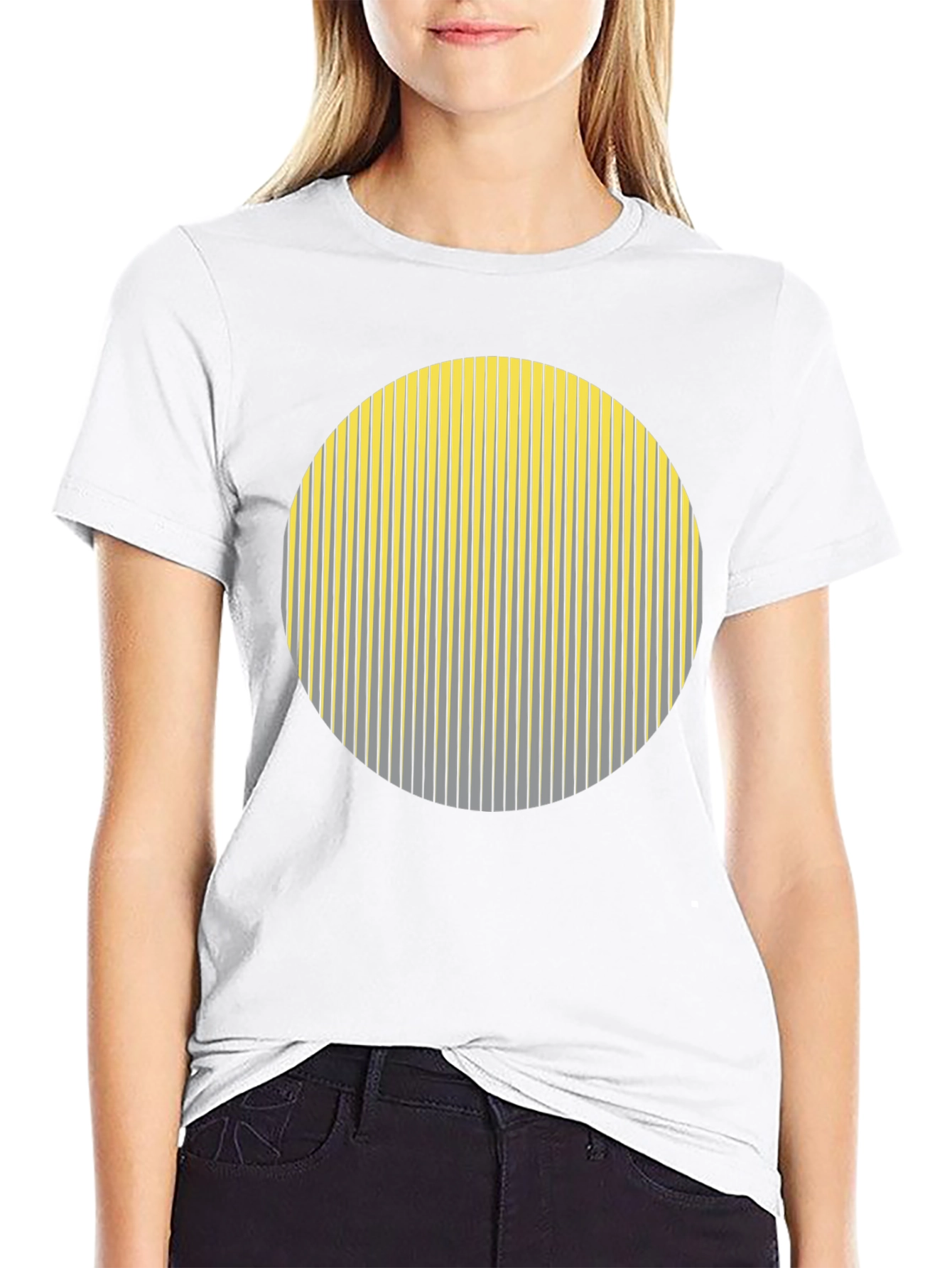 Striped Circle Graphic Black T-Shirt
