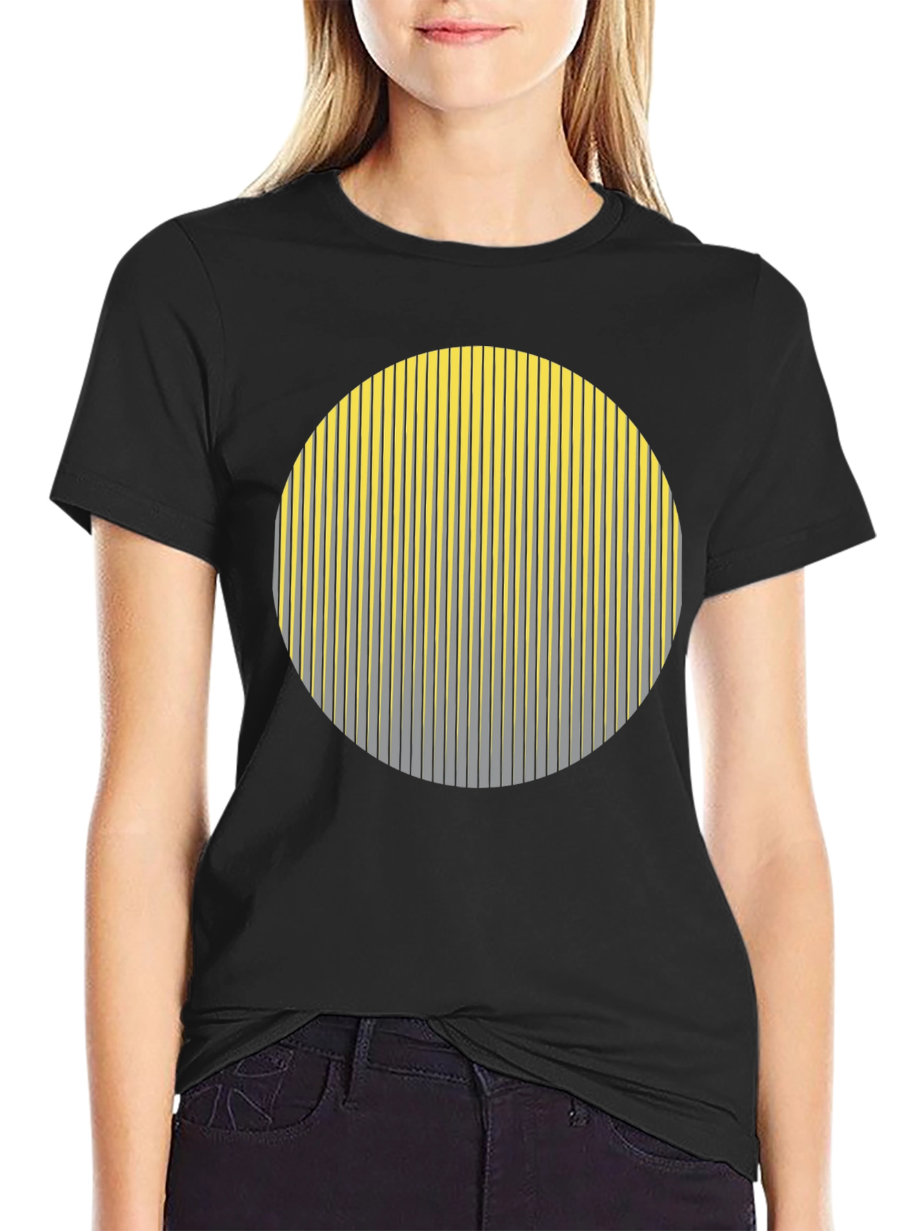 Striped Circle Graphic Black T-Shirt