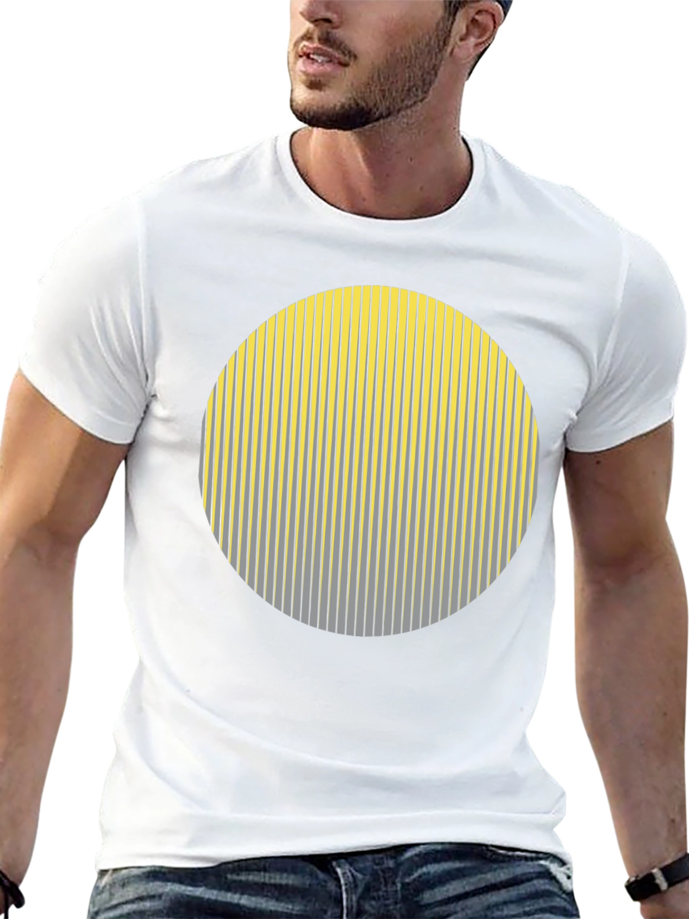 Striped Circle Graphic Black T-Shirt