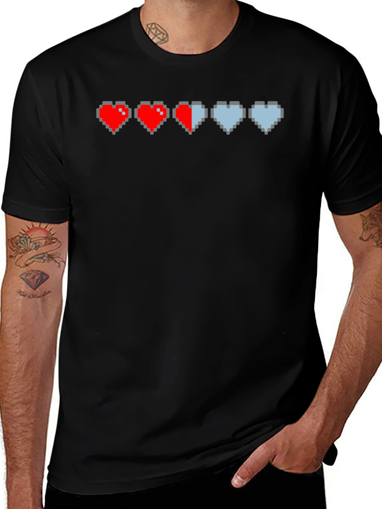 Gamer Pixel Heart T-Shirt - Life Bar Design