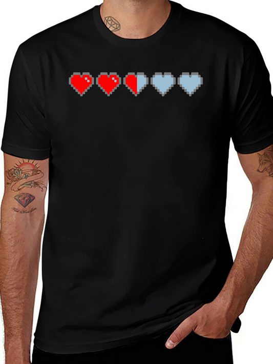 Gamer Pixel Heart T-Shirt - Life Bar Design