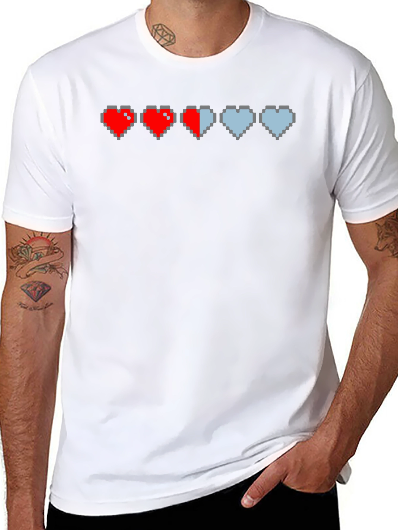 Gamer Pixel Heart T-Shirt - Life Bar Design