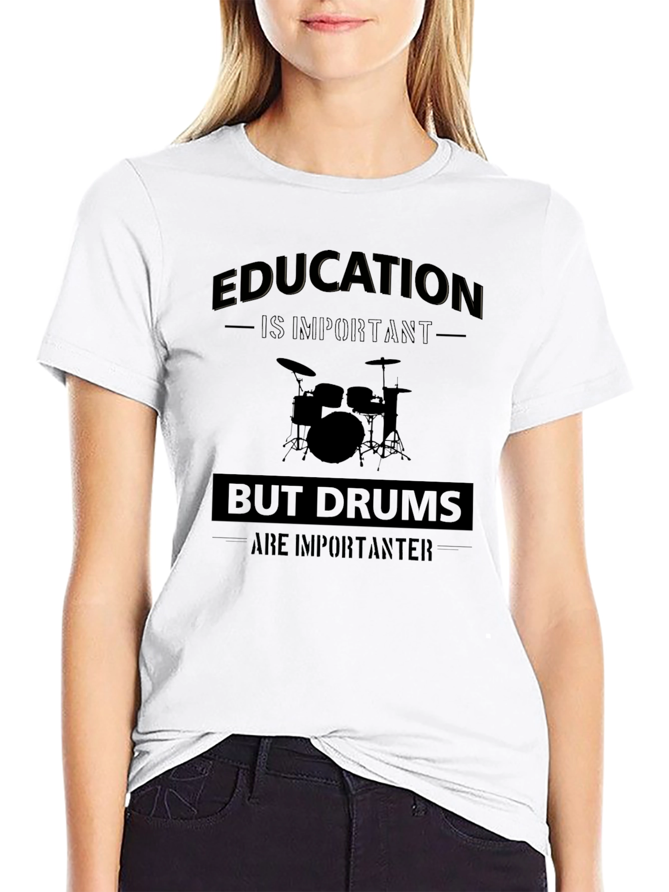 Funny Drummer T-Shirt: Education But Drums Are Importanter