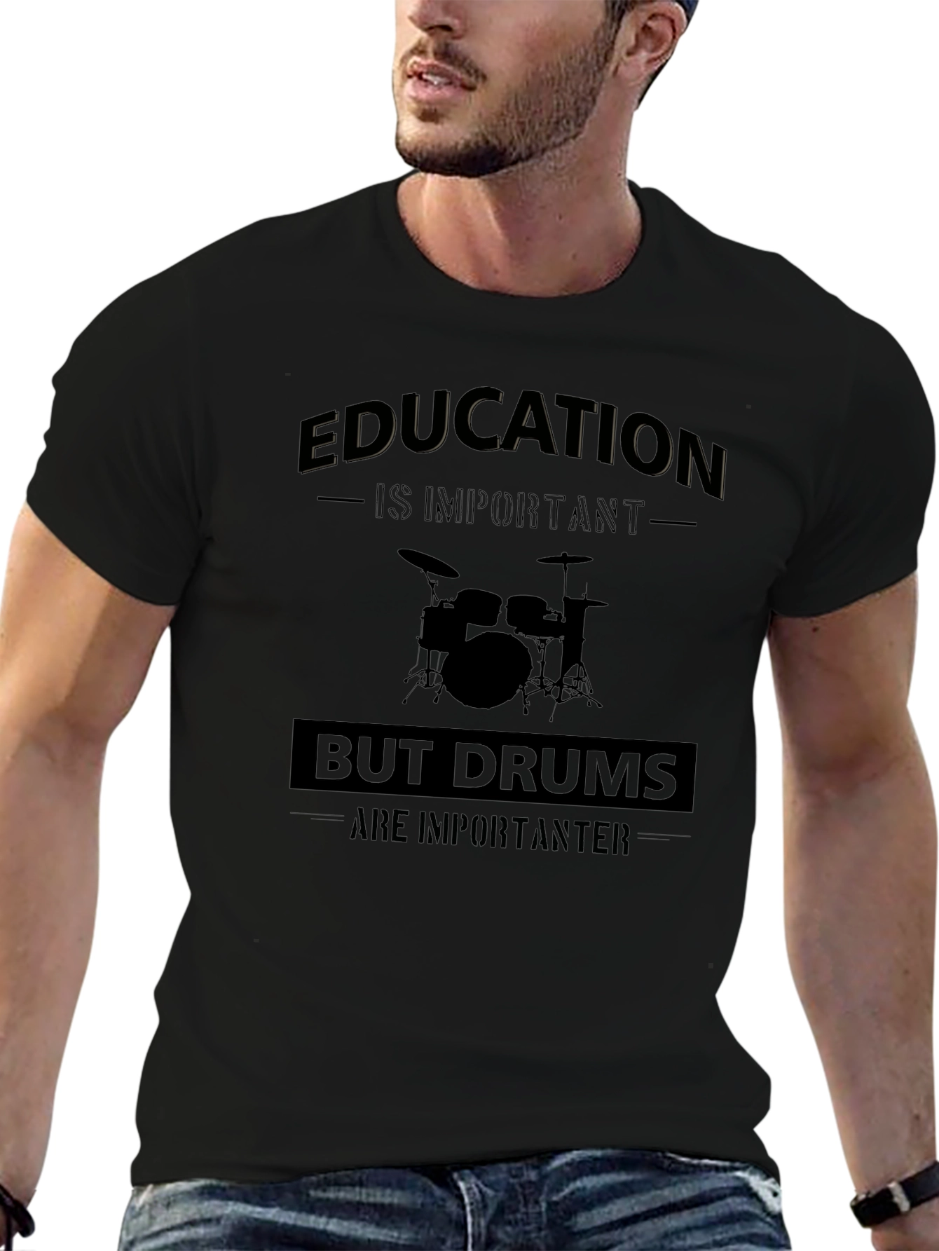 Funny Drummer T-Shirt: Education But Drums Are Importanter