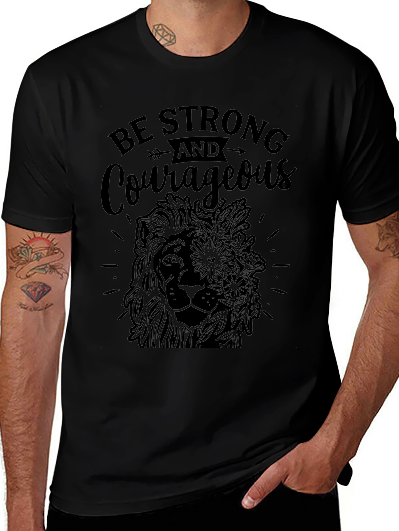 Strong & Courageous Lion Graphic Tee