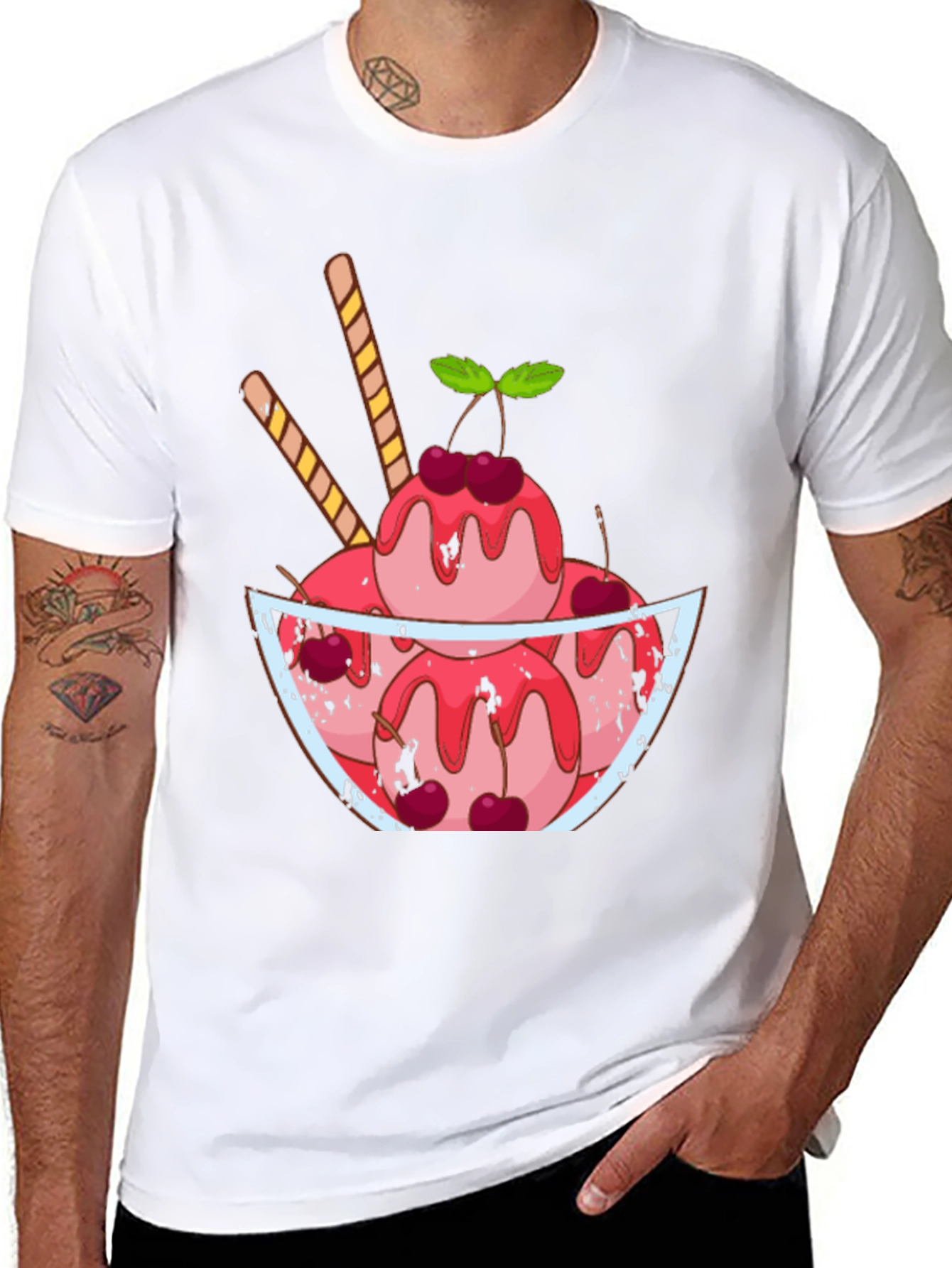 Ice Cream Sundae Graphic Tee - Fun Dessert T-Shirt