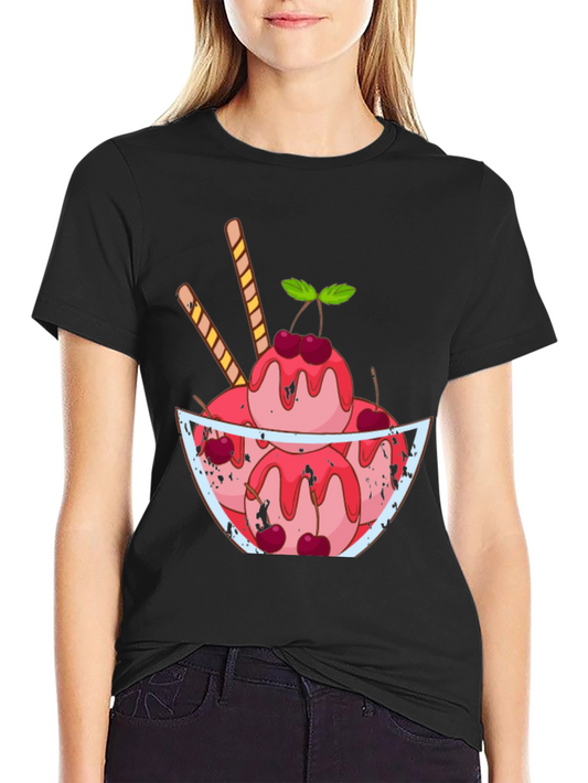 Ice Cream Sundae Graphic Tee - Fun Dessert T-Shirt