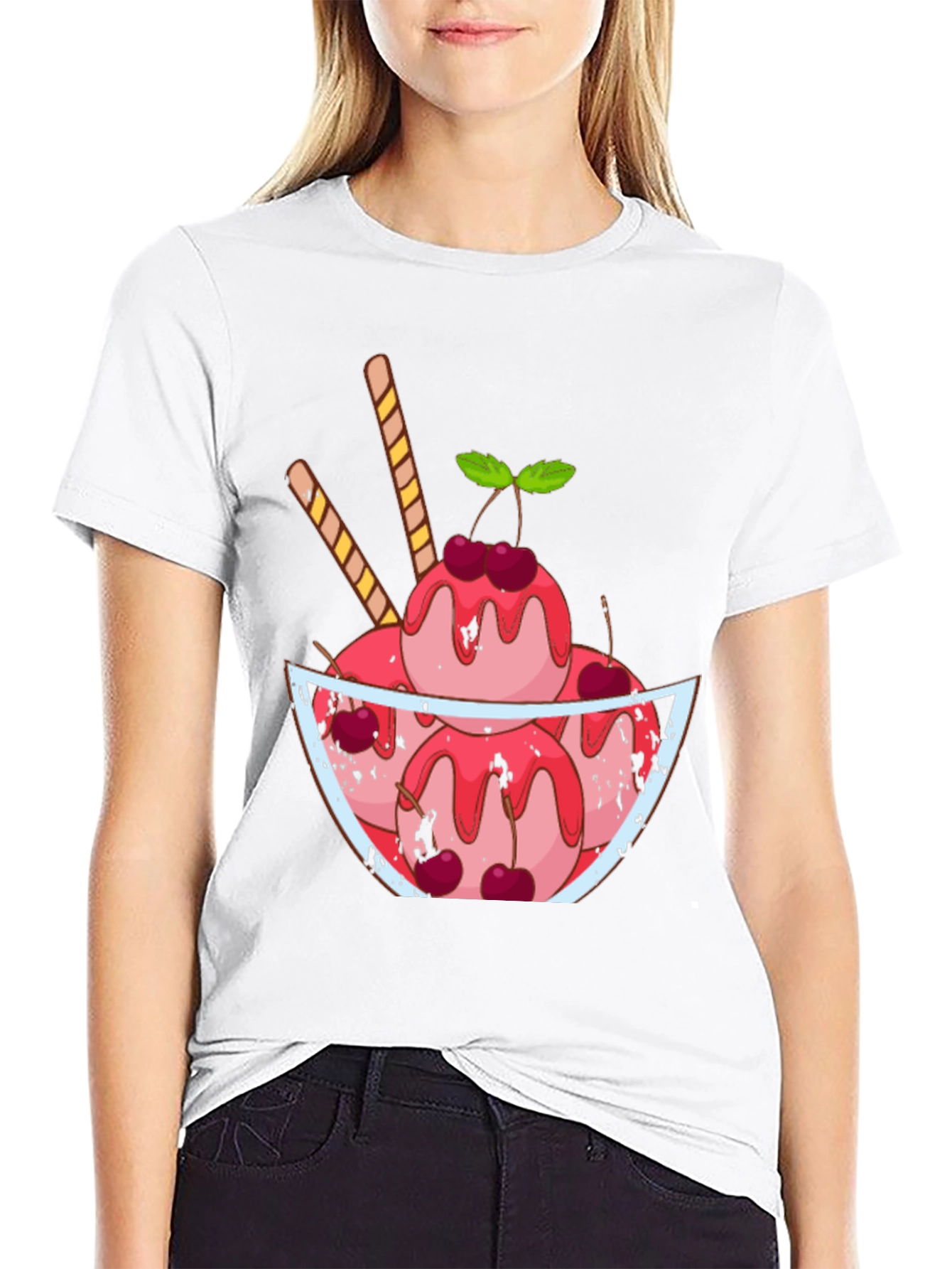 Ice Cream Sundae Graphic Tee - Fun Dessert T-Shirt