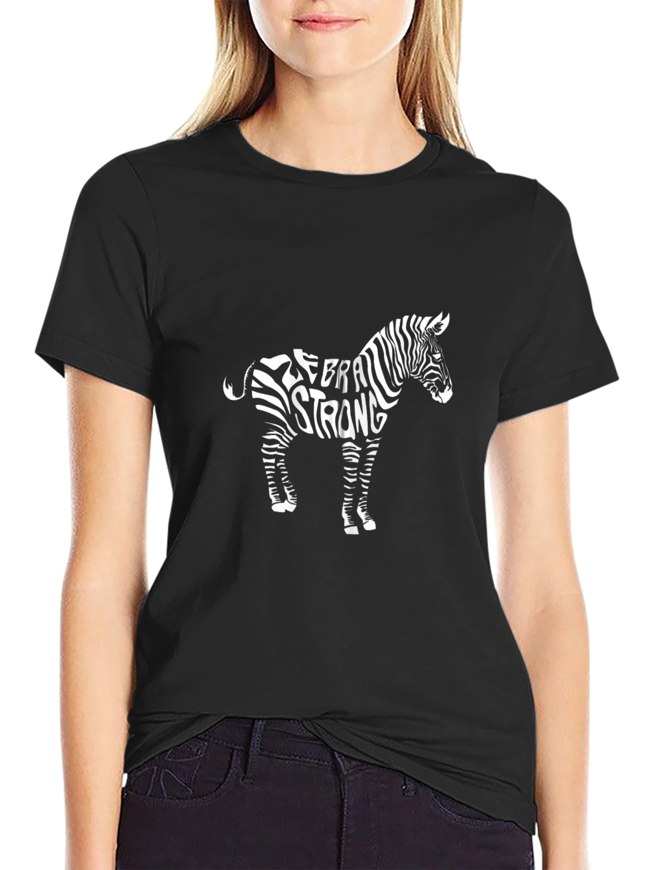 Zebra Strong Graphic T-Shirt - Black