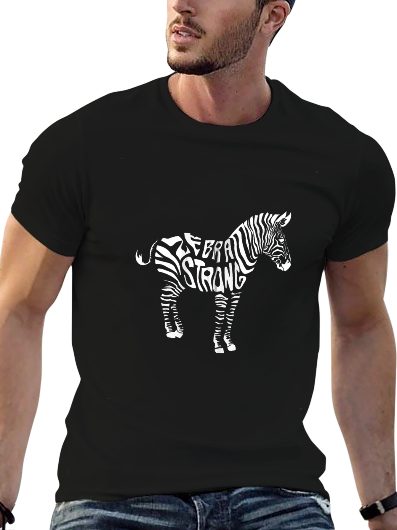 Zebra Strong Graphic T-Shirt - Black