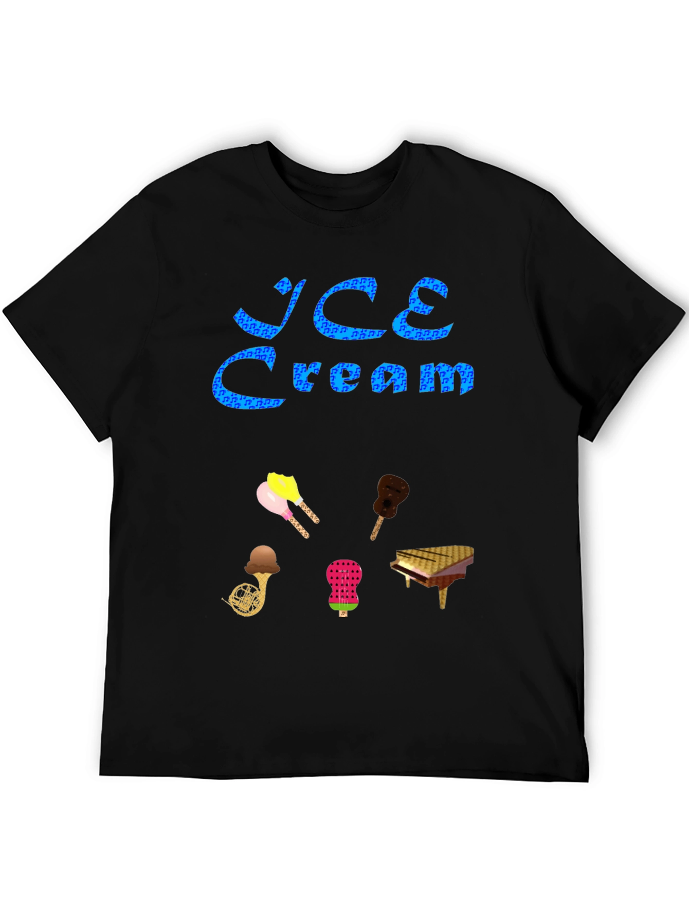 Ice Cream & Musical Instruments Black Tee