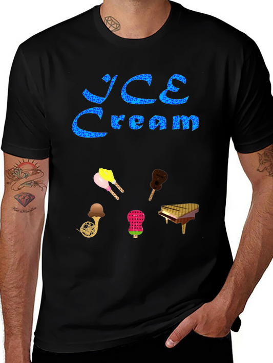 Ice Cream & Musical Instruments Black Tee