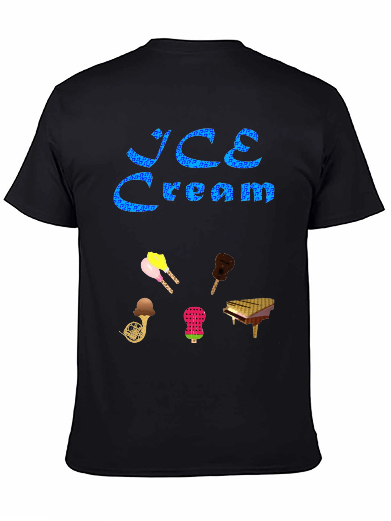 Ice Cream & Musical Instruments Black Tee