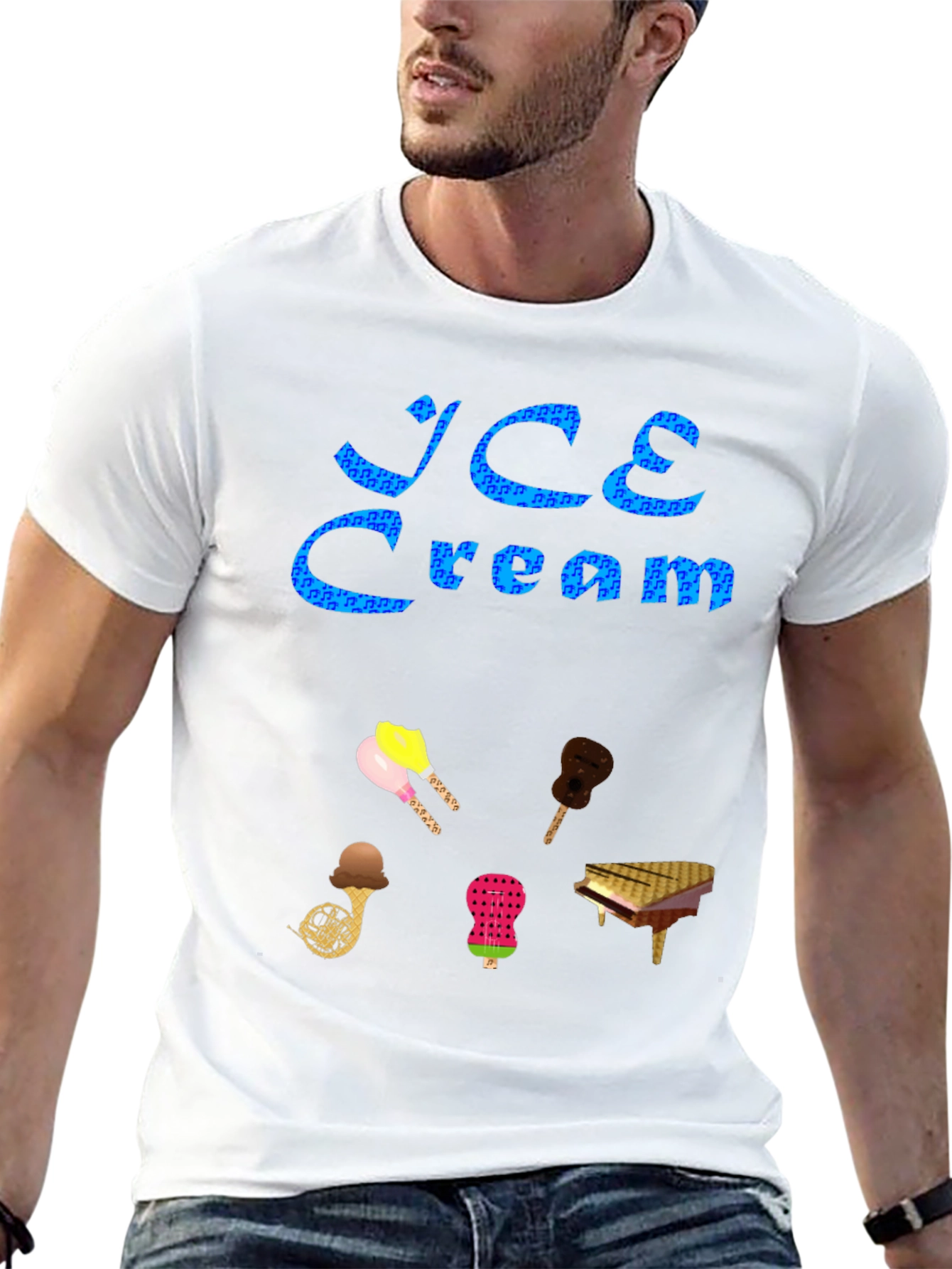 Ice Cream & Musical Instruments Black Tee