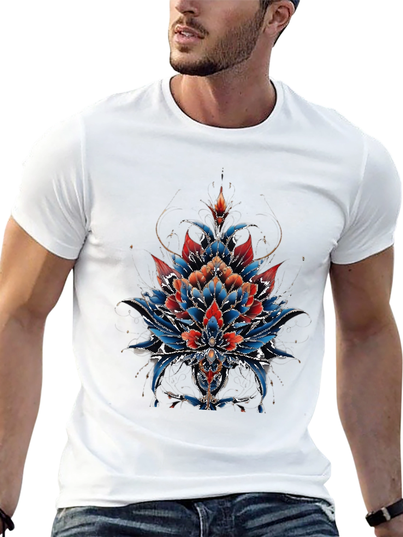 Floral Mandala Graphic Tee - Unique Artistic Design