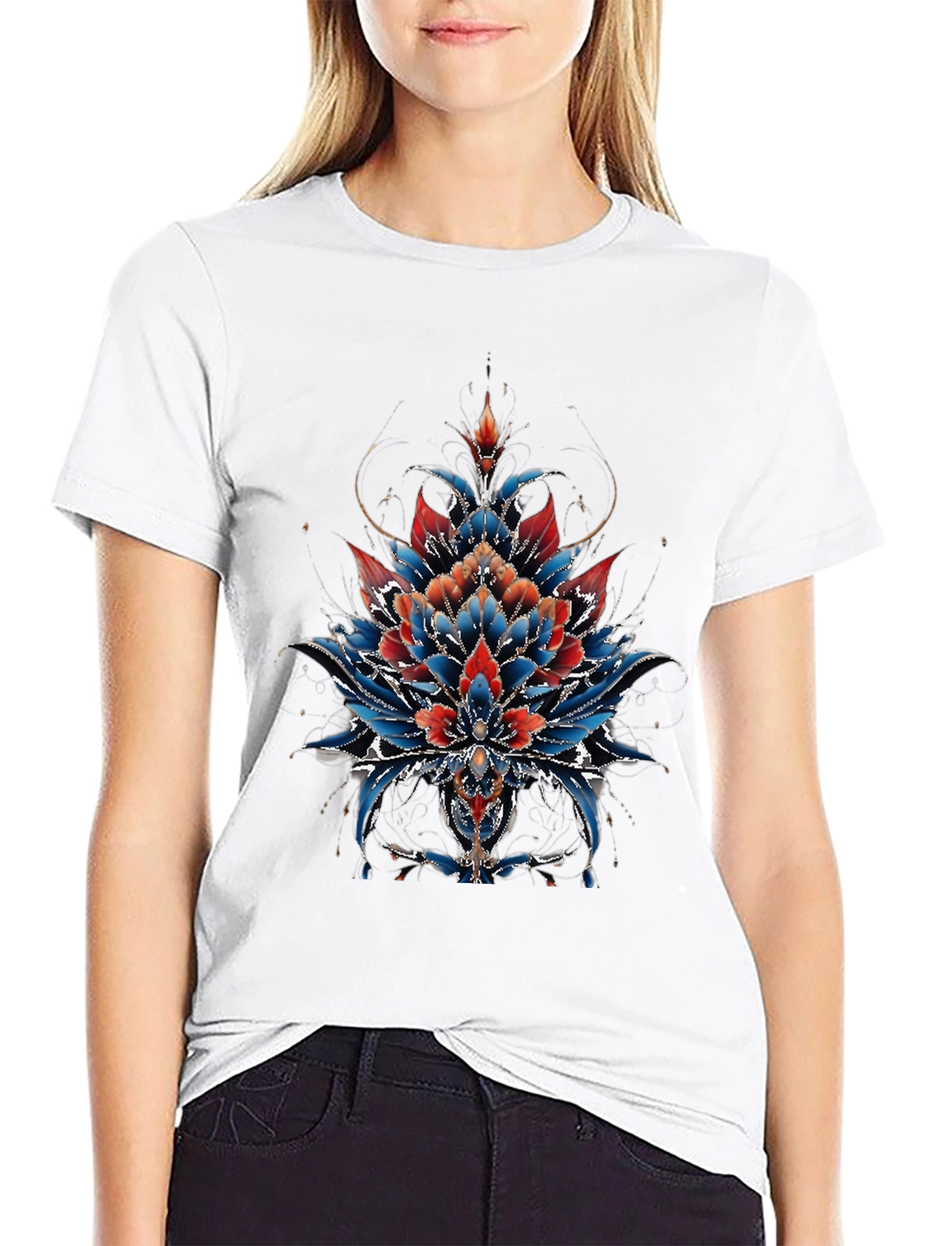 Floral Mandala Graphic Tee - Unique Artistic Design