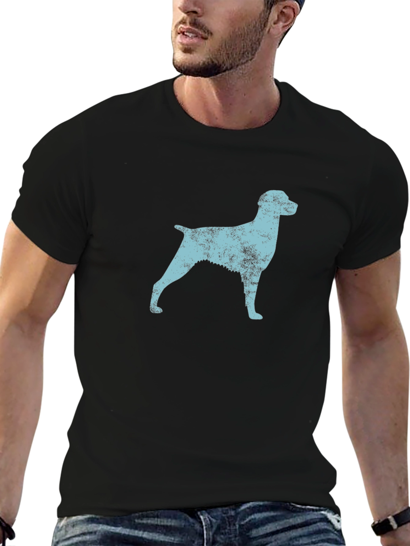 Dog Silhouette Graphic Tee - Black