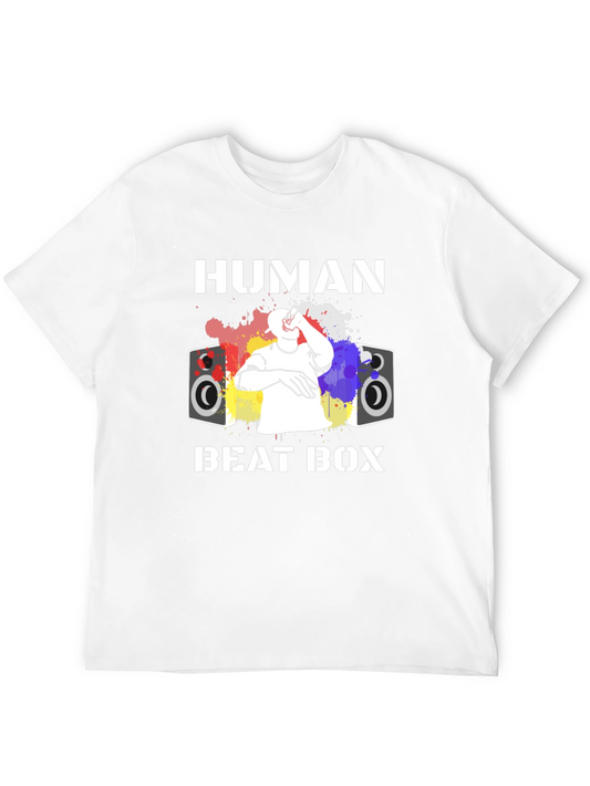 Human Beat Box Graphic Tee - Black Cotton Blend T-Shirt