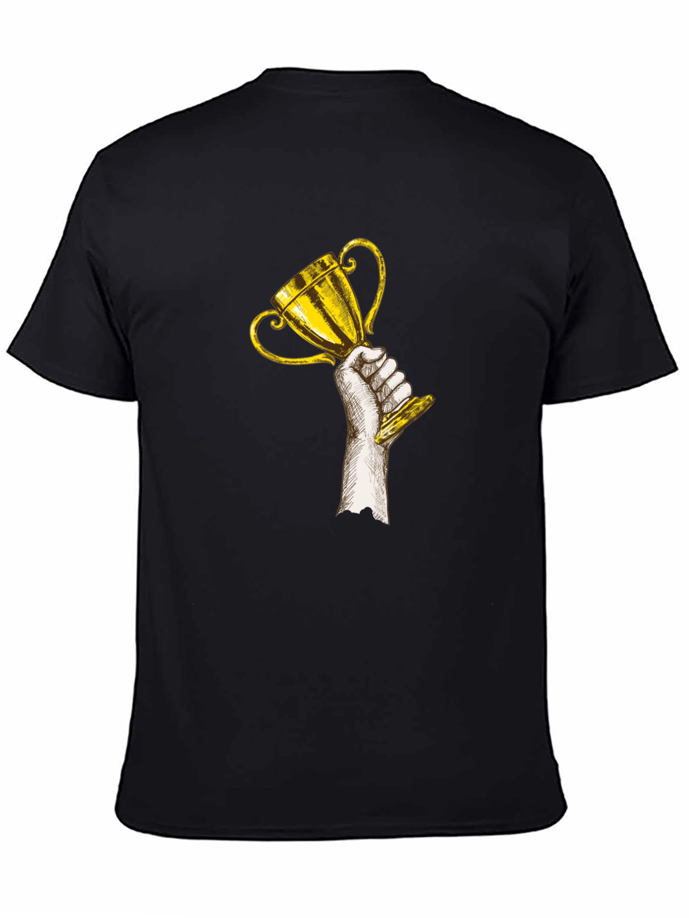 Trophy Graphic Tee - Black Cotton Crew Neck T-Shirt