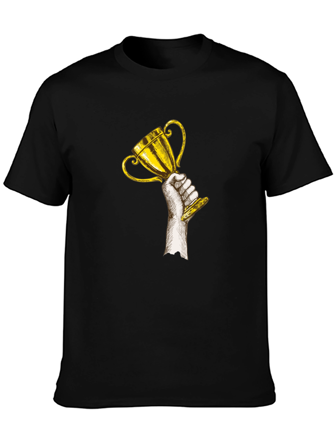 Trophy Graphic Tee - Black Cotton Crew Neck T-Shirt