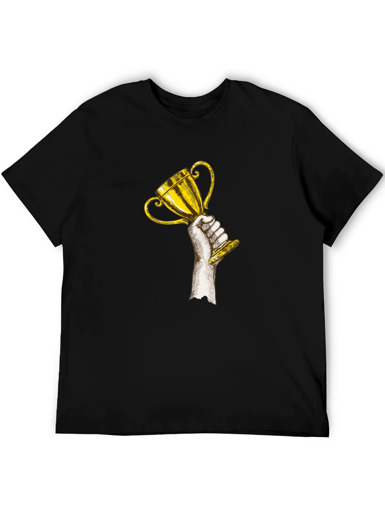 Trophy Graphic Tee - Black Cotton Crew Neck T-Shirt