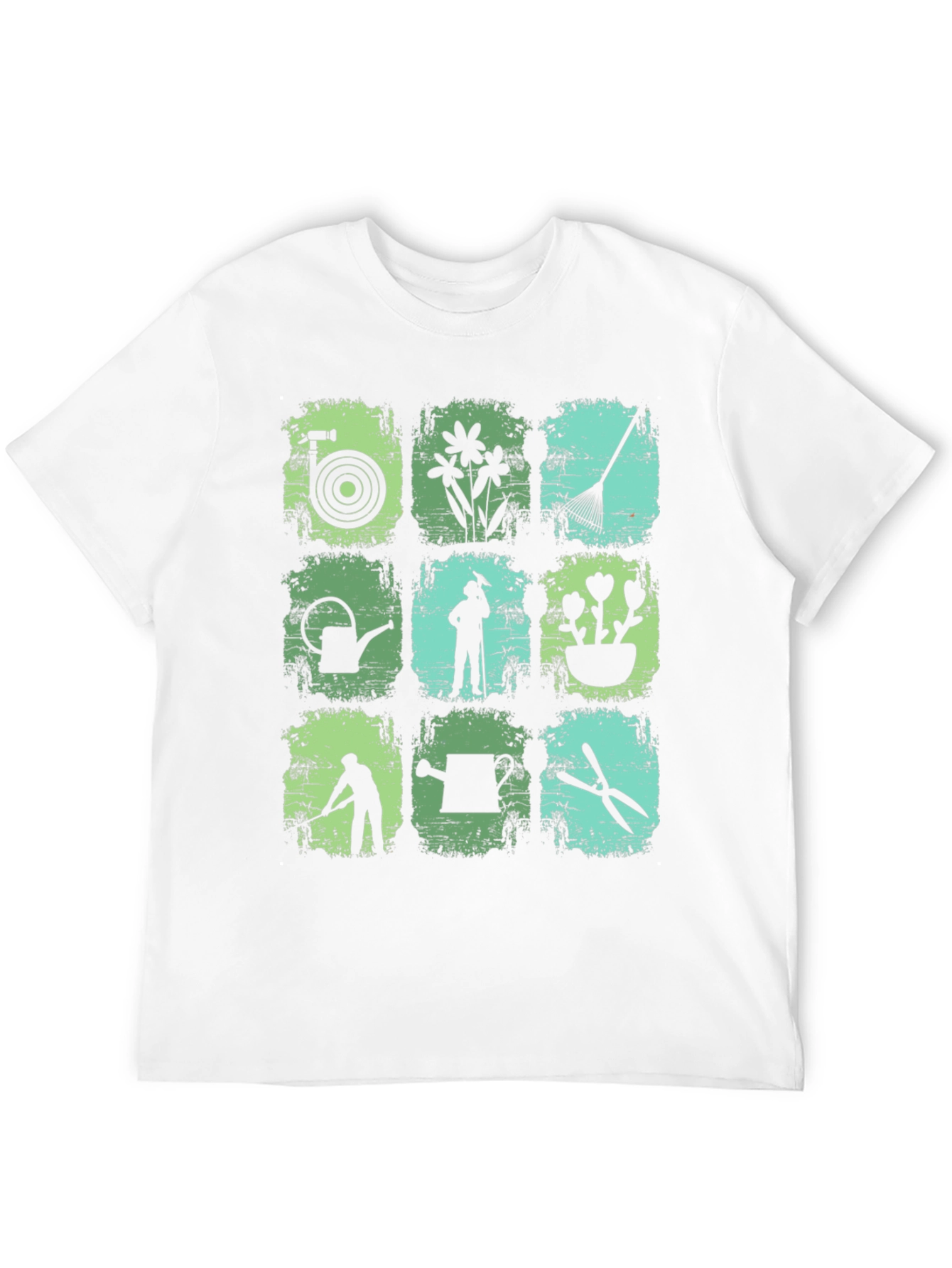Gardening Tools & Gardener Silhouette Graphic T-Shirt