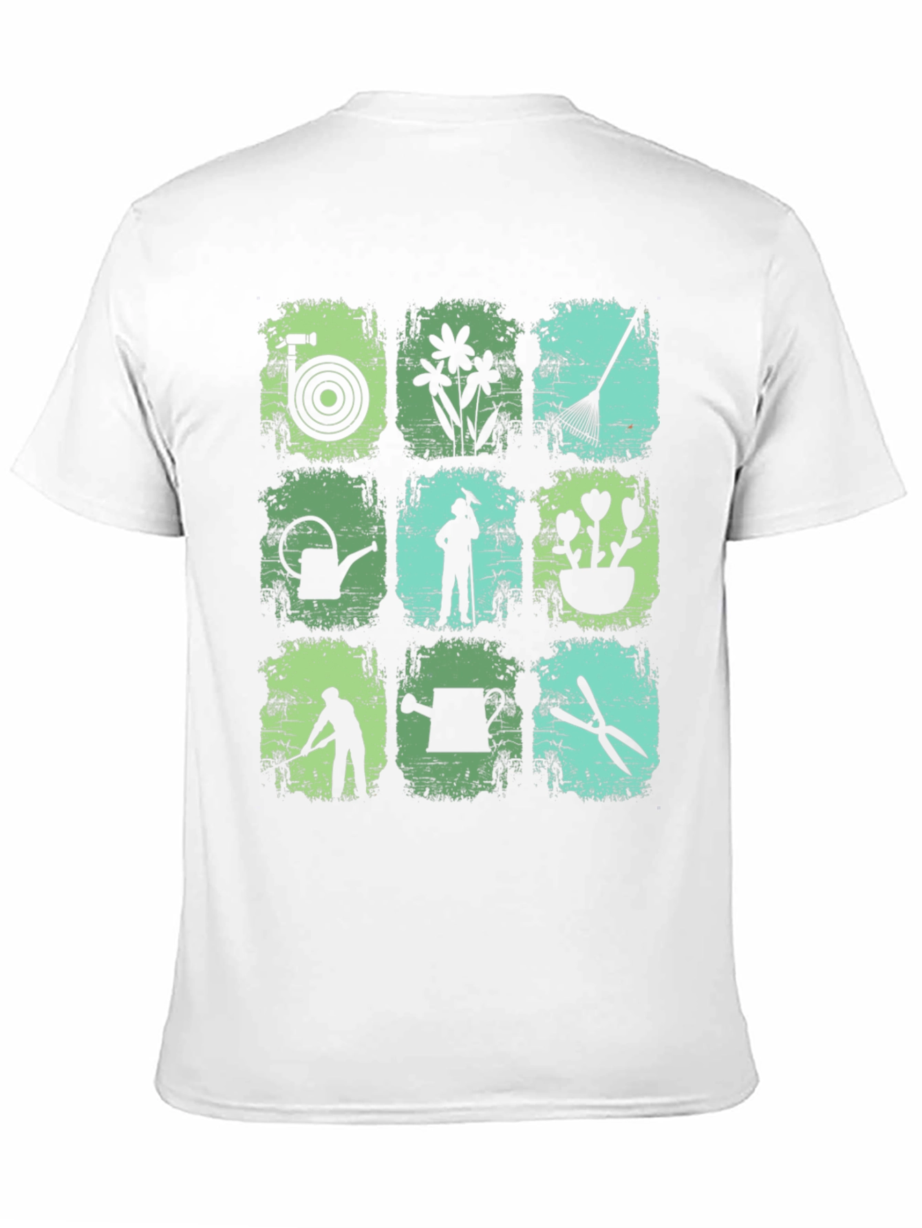 Gardening Tools & Gardener Silhouette Graphic T-Shirt