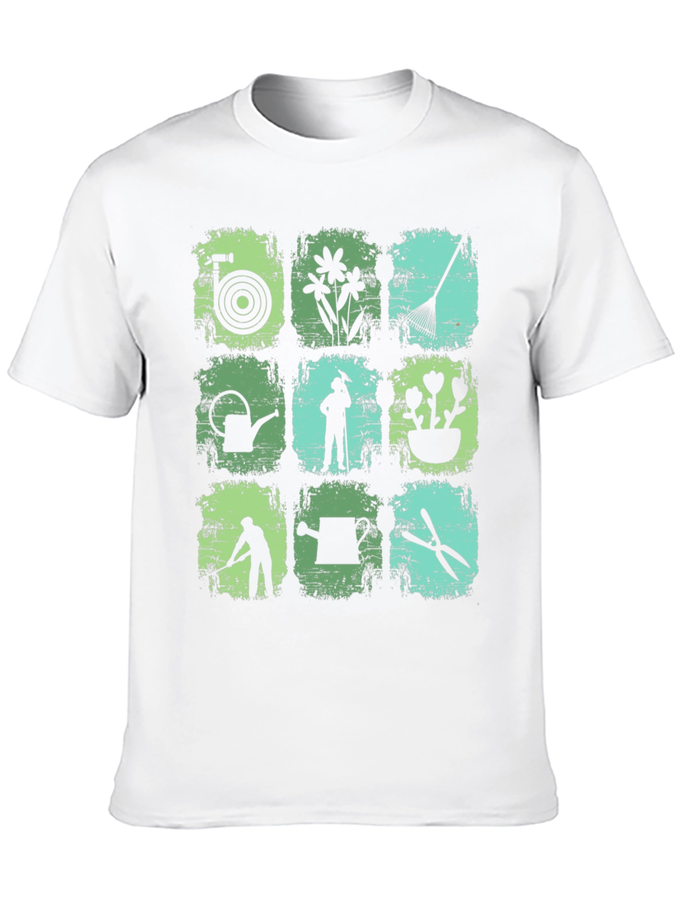 Gardening Tools & Gardener Silhouette Graphic T-Shirt