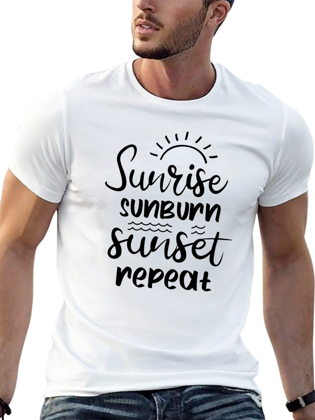 Sunrise Sunburn Sunset Repeat Black Tee