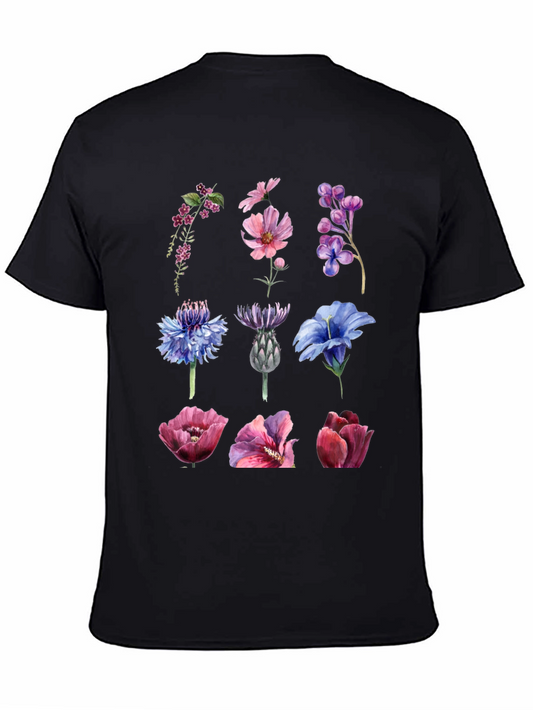 Floral Print Black Tee Shirt