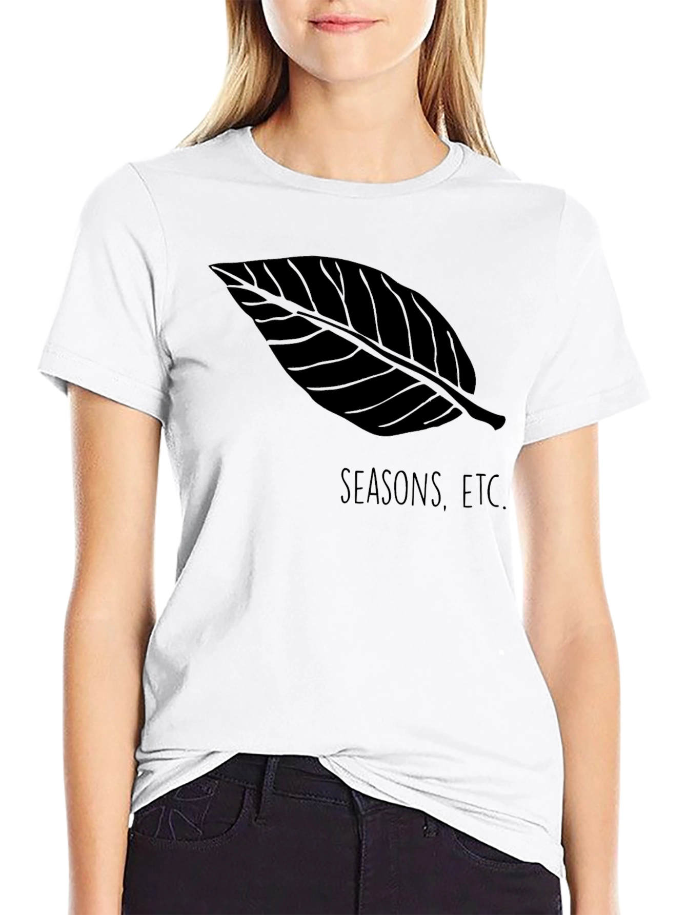 Seasons Etc. Black Leaf Graphic Tee