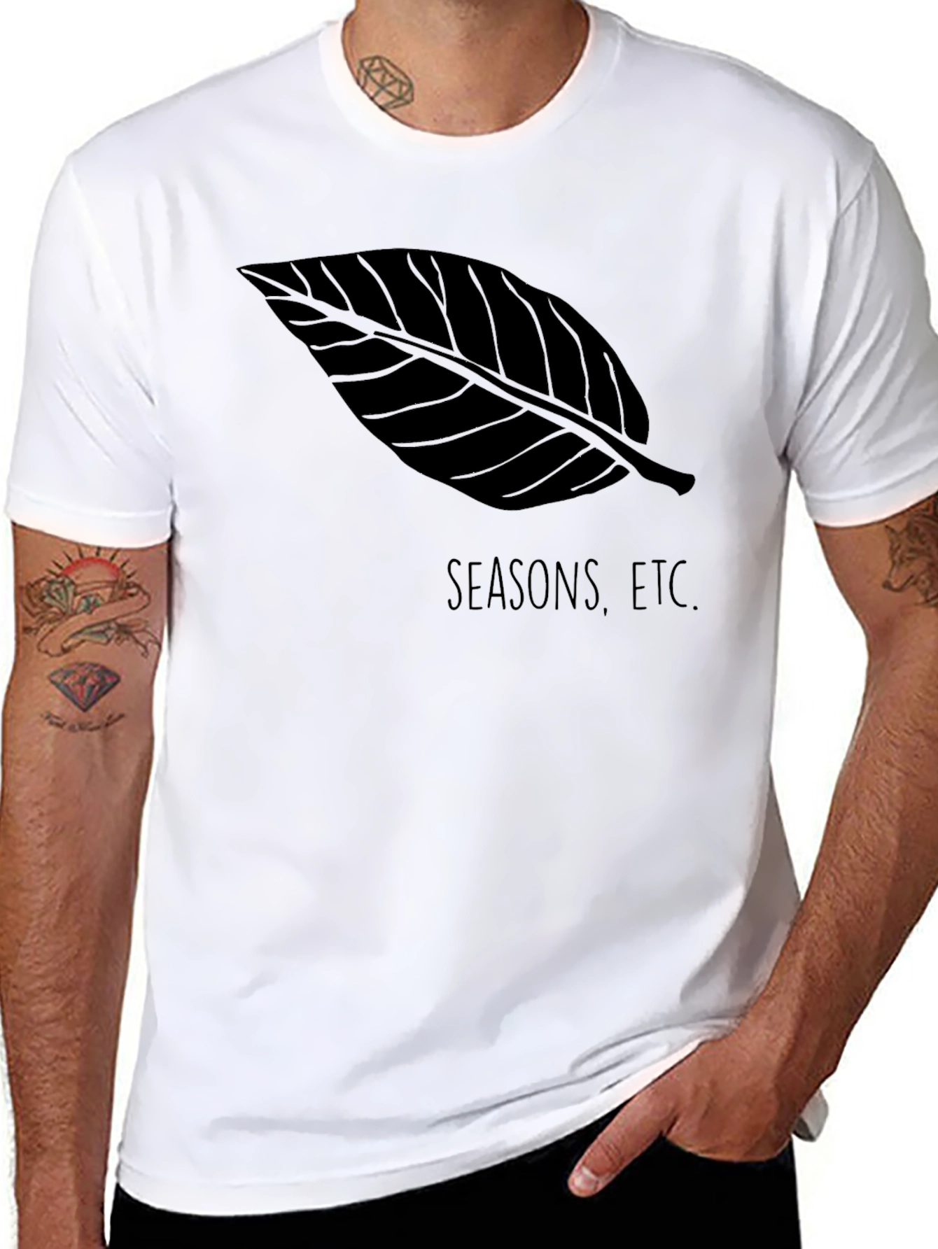 Seasons Etc. Black Leaf Graphic Tee